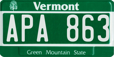 VT license plate APA863