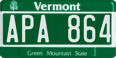 VT license plate APA864
