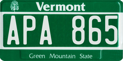 VT license plate APA865