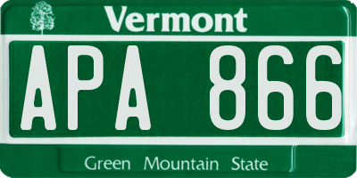 VT license plate APA866