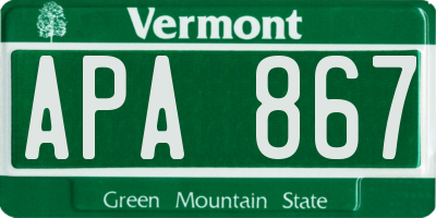 VT license plate APA867