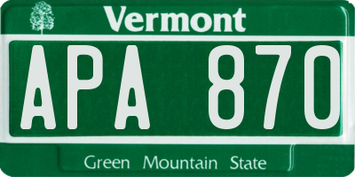 VT license plate APA870