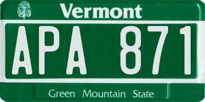 VT license plate APA871