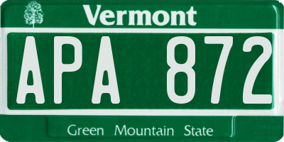 VT license plate APA872
