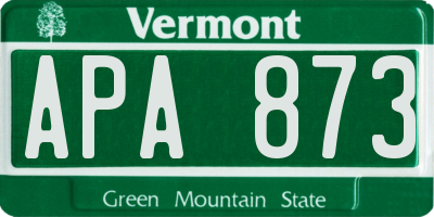 VT license plate APA873