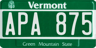 VT license plate APA875