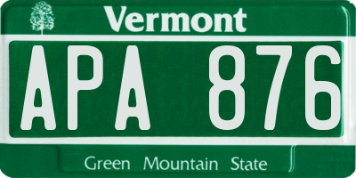 VT license plate APA876