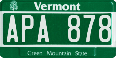 VT license plate APA878