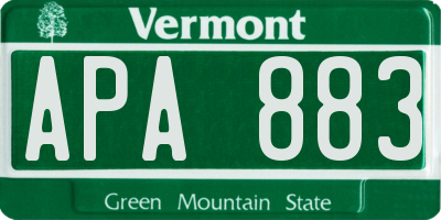 VT license plate APA883