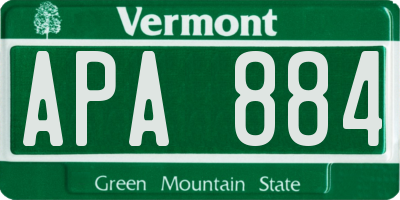 VT license plate APA884