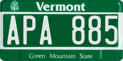 VT license plate APA885