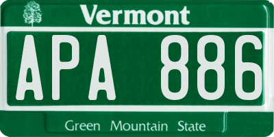 VT license plate APA886