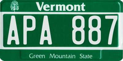 VT license plate APA887