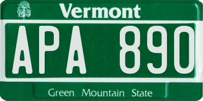 VT license plate APA890