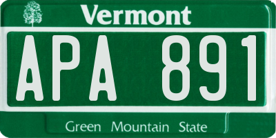 VT license plate APA891