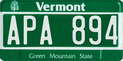 VT license plate APA894