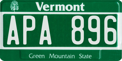 VT license plate APA896