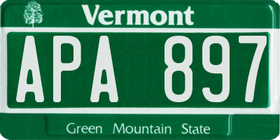 VT license plate APA897