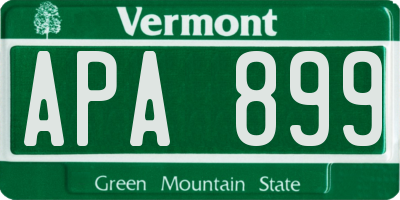 VT license plate APA899
