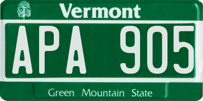 VT license plate APA905