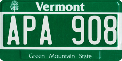 VT license plate APA908