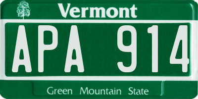 VT license plate APA914