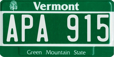 VT license plate APA915