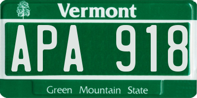 VT license plate APA918