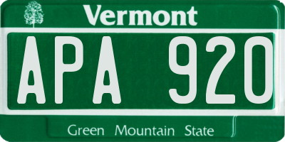 VT license plate APA920