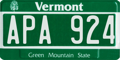 VT license plate APA924