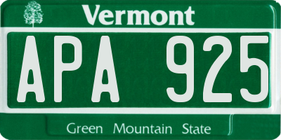 VT license plate APA925