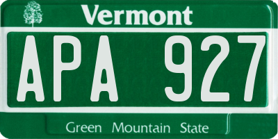 VT license plate APA927