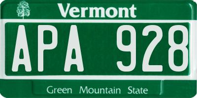 VT license plate APA928