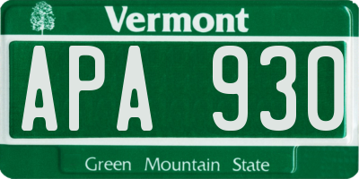 VT license plate APA930