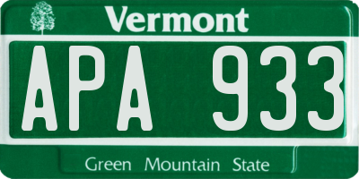 VT license plate APA933