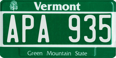 VT license plate APA935