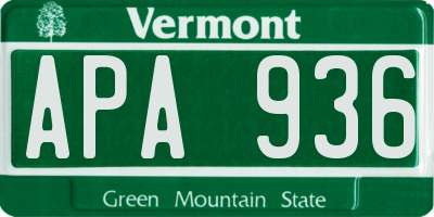 VT license plate APA936