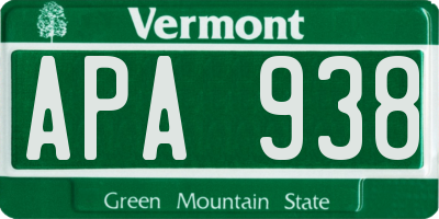 VT license plate APA938