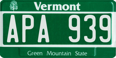 VT license plate APA939