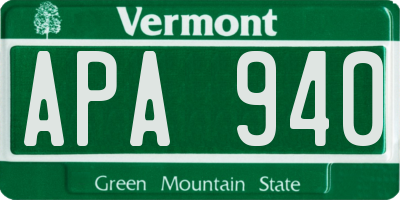 VT license plate APA940