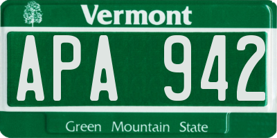 VT license plate APA942