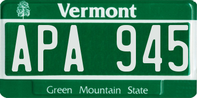 VT license plate APA945