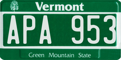 VT license plate APA953