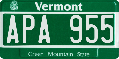 VT license plate APA955