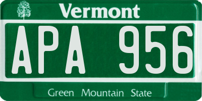 VT license plate APA956