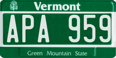 VT license plate APA959