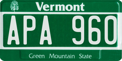 VT license plate APA960