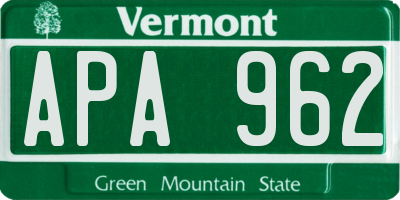 VT license plate APA962