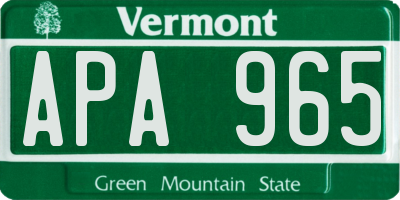 VT license plate APA965