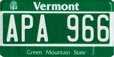 VT license plate APA966
